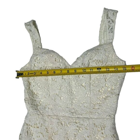 Chi Chi London White Floral Lace Sleeveless Midi Dress Sheath Dress Ruffle Hem - Picture 10 of 14